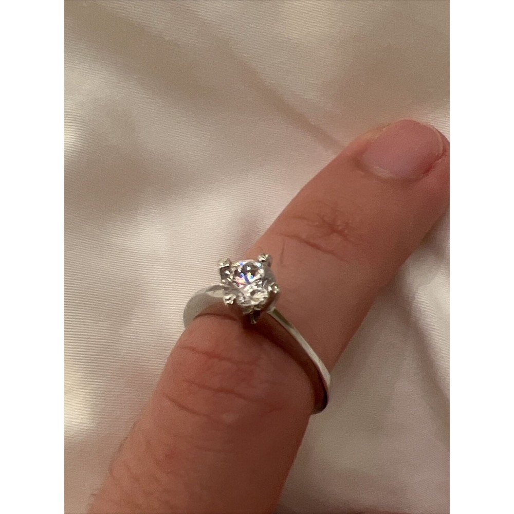 Silver Ring With Round Center Stone - Picture 2 of 6